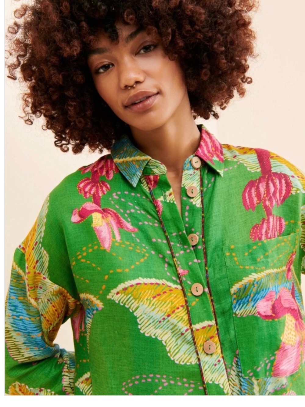FARM Rio Romper - Linen Banana Leaves - NWT - Size Small - Picture 5 of 6